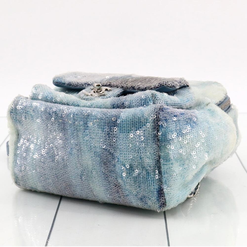Chanel Sequin Mini Backpack Waterfall Blue Tri-color Bag Rare Light Limited Ed. - Picture 7 of 15